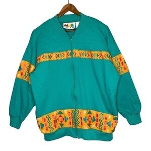 MARCY N Me Vintage 90s Aztec Print Zip Up Colorful